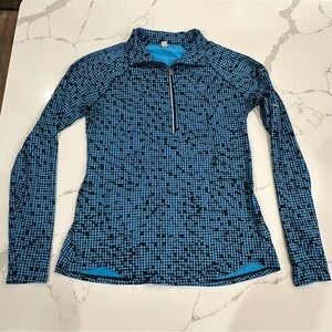 Under Armour Women’s 1/4 Zip Semi-Fitted Running Pullover Black Blue Print - S/M